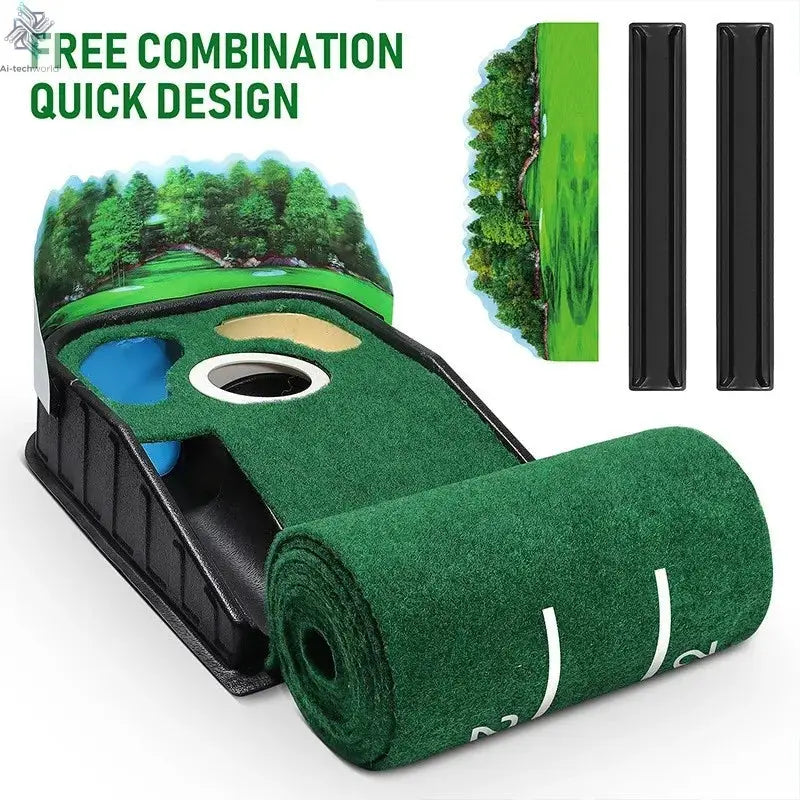 Golf Putting Practice Device Golf Training Equipment Indoor and Outdoor Putting Practice Mat Velvet Blanket Set Trainer as Gifts - Ai-TechWorld