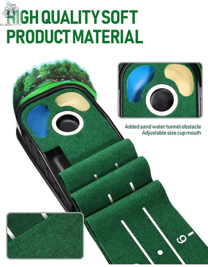 Golf Putting Practice Device Golf Training Equipment Indoor and Outdoor Putting Practice Mat Velvet Blanket Set Trainer as Gifts - Ai-TechWorld