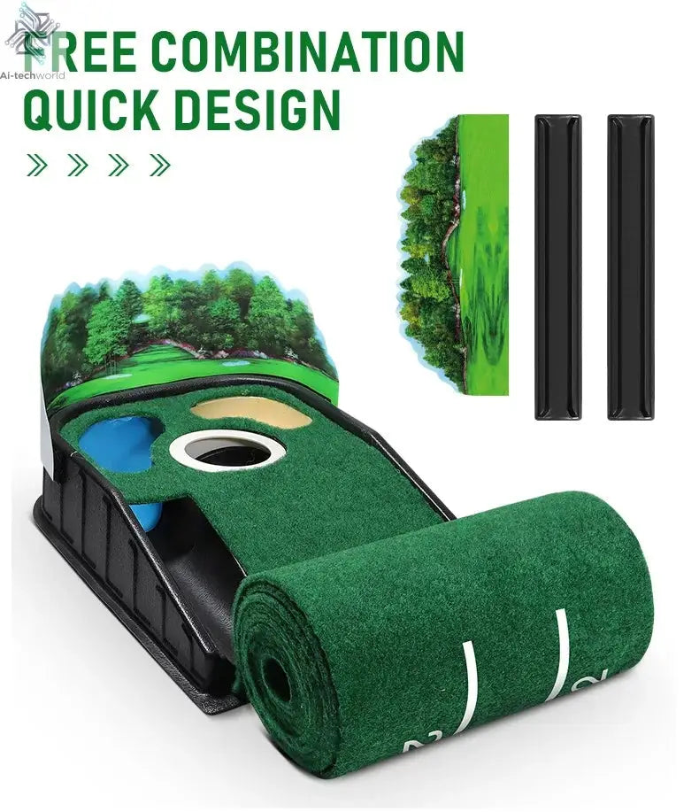 Golf Putting Practice Device Golf Training Equipment Indoor and Outdoor Putting Practice Mat Velvet Blanket Set Trainer as Gifts - Ai-TechWorld