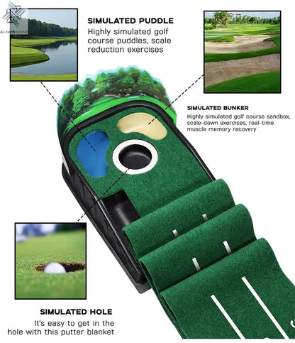 Golf Putting Practice Device Golf Training Equipment Indoor and Outdoor Putting Practice Mat Velvet Blanket Set Trainer as Gifts - Ai-TechWorld