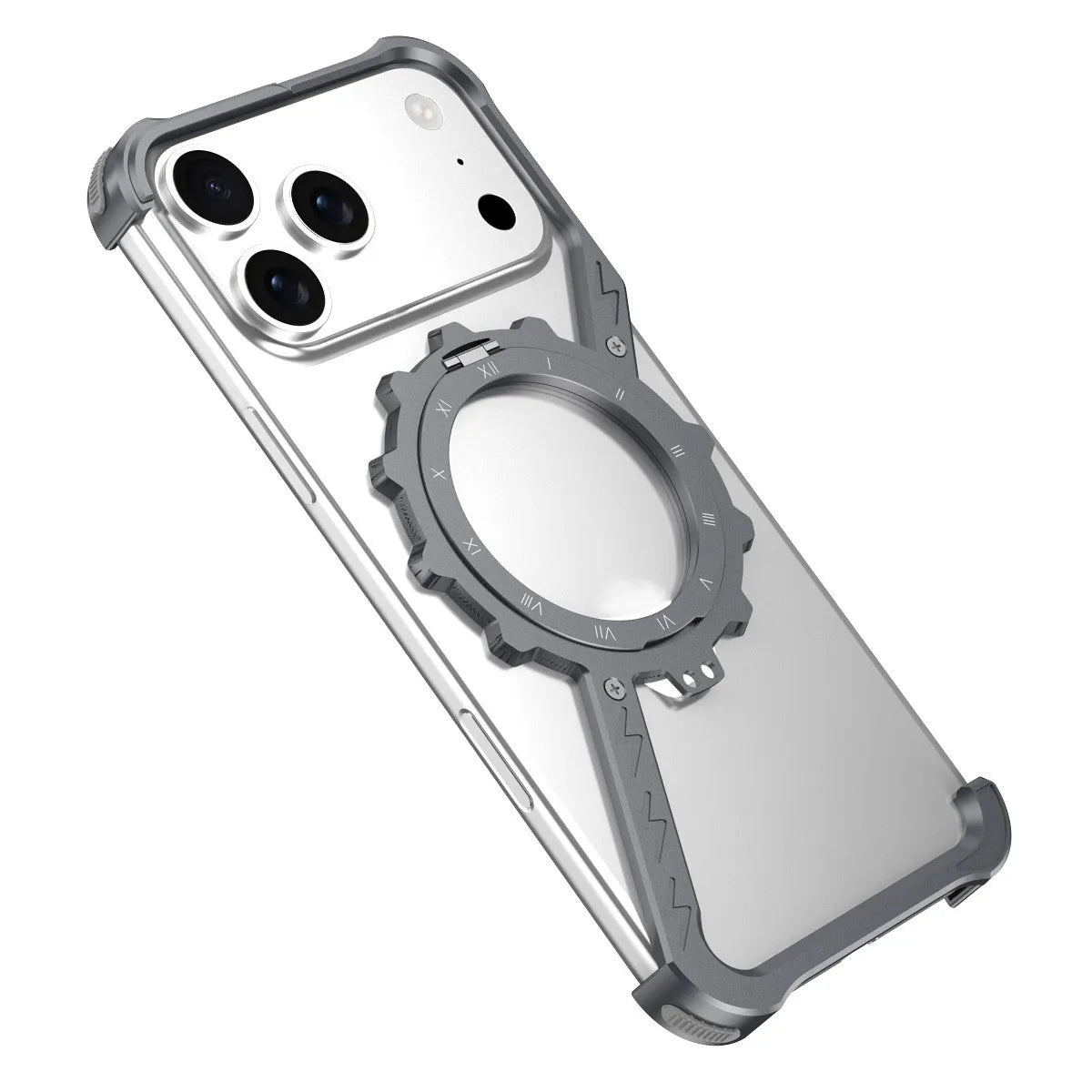 New Product Aluminum Frameless Phone Case 360 Magnetic Rotation Stand Shockproof Bumper Electroplate for iphone 17 Pro Max Men Ai-TechWorld 