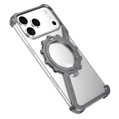 New Product Aluminum Frameless Phone Case 360 Magnetic Rotation Stand Shockproof Bumper Electroplate for iphone 17 Pro Max Men Ai-TechWorld 