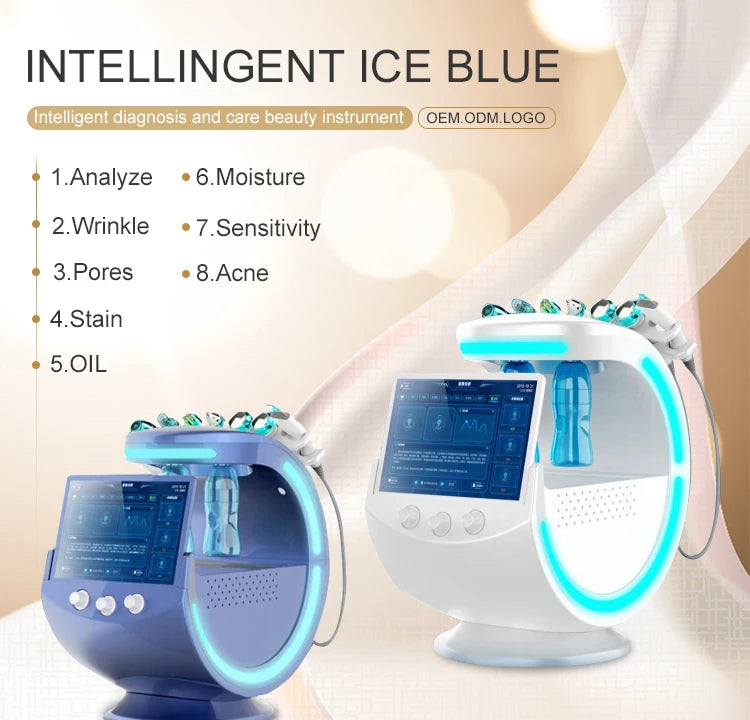 2025 Newest Profession 7 In 1 Smart Facial Cleansing Skin Analyze Deep Pore Vacuum Lift Anti-aging Beauty Machine Ice Blue Ai-TechWorld 