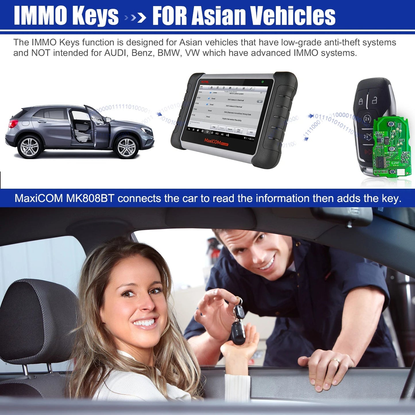 Autel MaxiCOM MK808BT PRO Car Automotivo Diagnostic Tools Bluetooth OBD2 Scanner Code Reader Diagnosis Tool PK MK808KBT MK808S Ai-TechWorld 