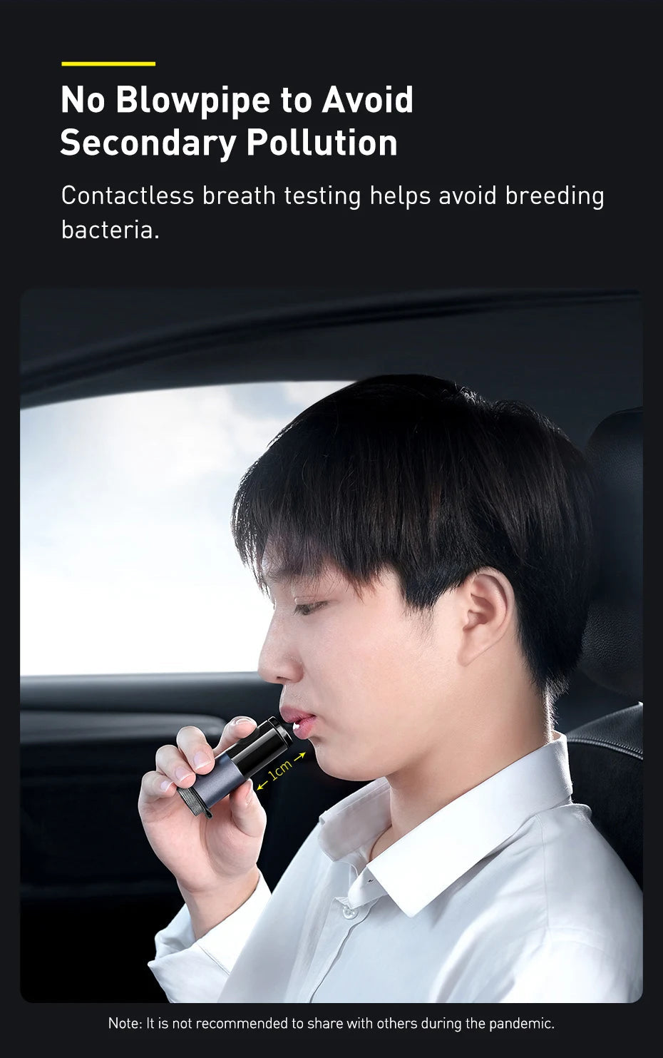 Baseus LED Display Automatic Alcohol Tester Professional Breath Alcohol Tester Rechargeable Breathalyzer Alcohol Test Tools Ai-TechWorld 