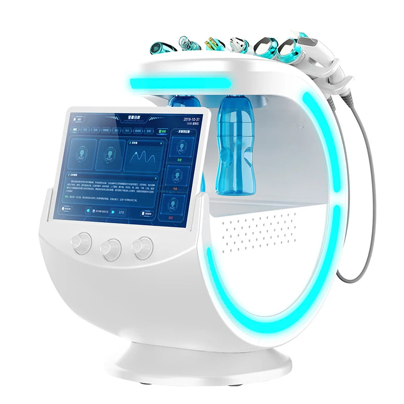 2025 Newest Profession 7 In 1 Smart Facial Cleansing Skin Analyze Deep Pore Vacuum Lift Anti-aging Beauty Machine Ice Blue Ai-TechWorld 