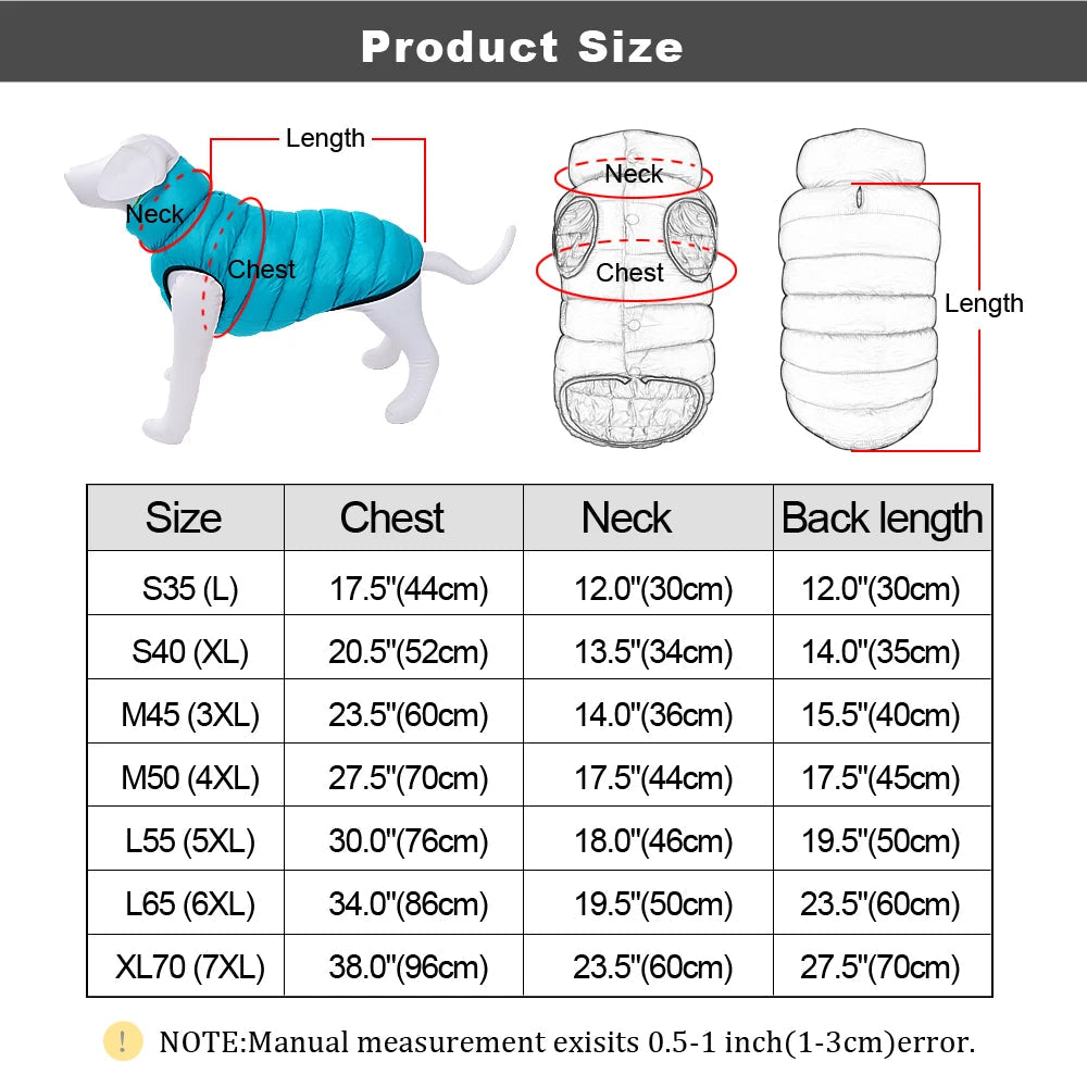 Warm Winter Dog Clothes Vest Reversible Dogs Jacket Coat 3 Layer Thick Pet Clothing Waterproof Outfit for Small Large Dogs Ai-TechWorld 
