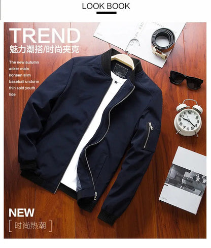 Men Bomber Jacket Thin Slim Long Sleeve baseball Jackets Mens Windbreaker Zipper Windbreaker Jacket Male Outwear Brand Clothing Ai-TechWorld 