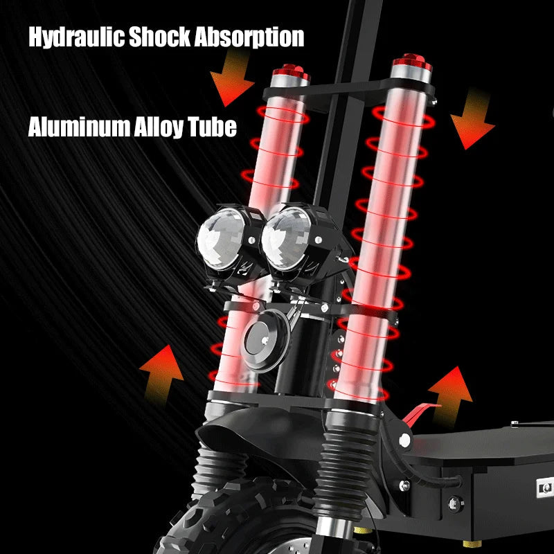 48-72V Electric Scooter for Adults 90KM/H 10-11''Tubeless Off Road Tire Hydraulic / SpringSuspension Foldable Escooter with Seat Ai-TechWorld 