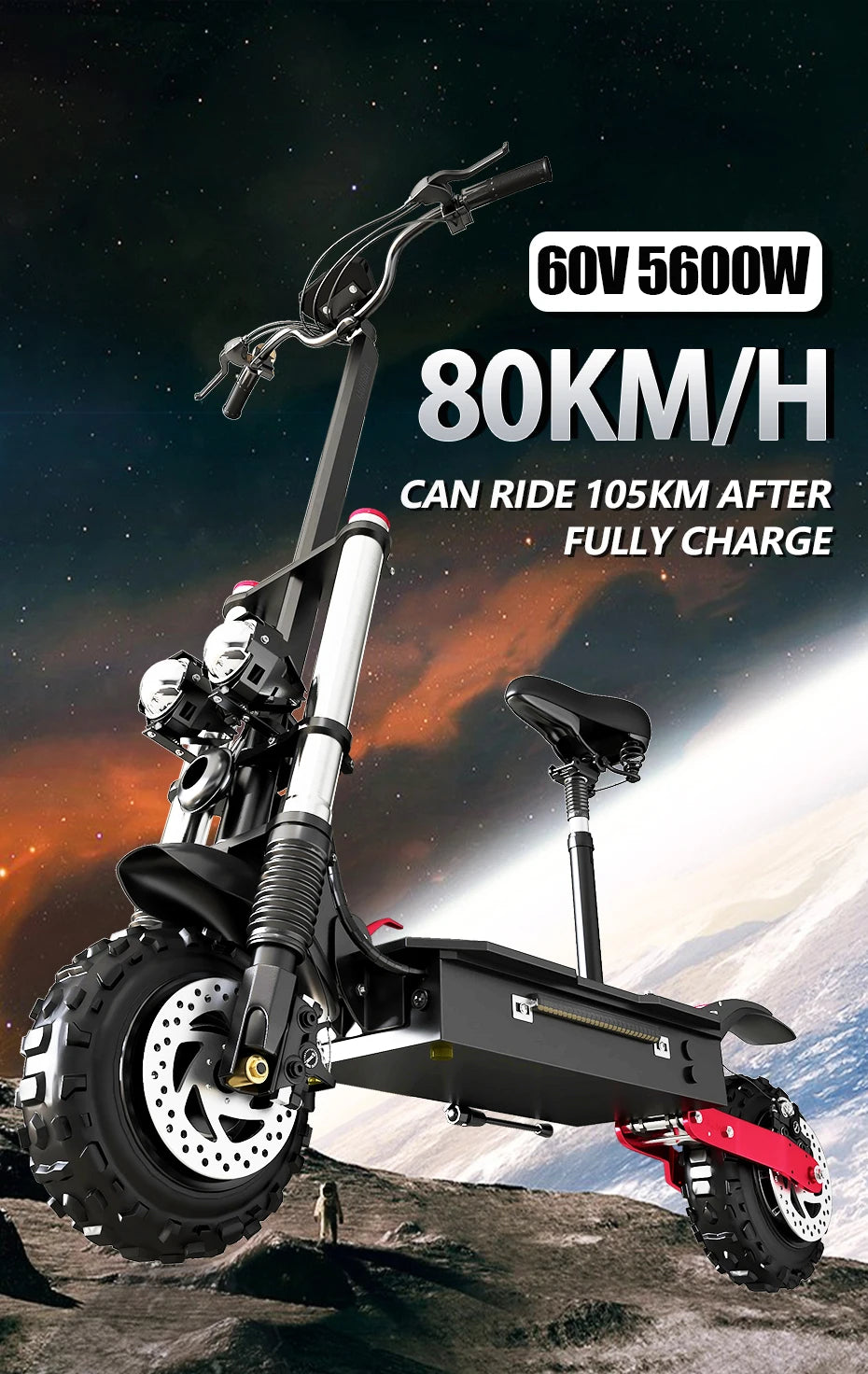 [8 models]10/11 Inch 48V-72V 1000W-6000W Electric Scooter 50-85km/h Fast E Scooter Off Road Electric Kick Scooter Foldable Adult Ai-TechWorld 