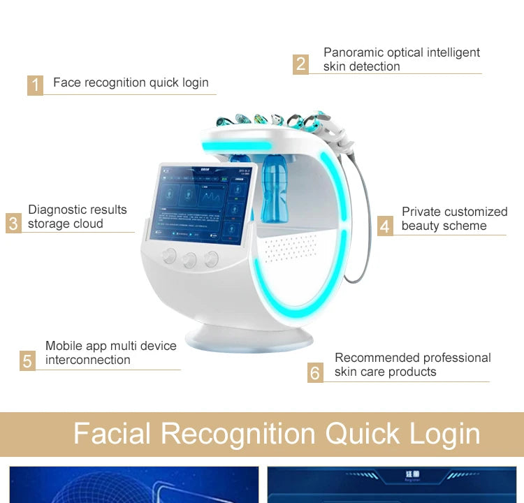 2025 Newest Profession 7 In 1 Smart Facial Cleansing Skin Analyze Deep Pore Vacuum Lift Anti-aging Beauty Machine Ice Blue Ai-TechWorld 
