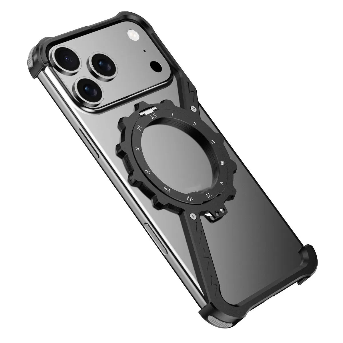 New Product Aluminum Frameless Phone Case 360 Magnetic Rotation Stand Shockproof Bumper Electroplate for iphone 17 Pro Max Men Ai-TechWorld 
