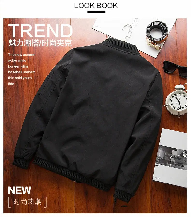 Men Bomber Jacket Thin Slim Long Sleeve baseball Jackets Mens Windbreaker Zipper Windbreaker Jacket Male Outwear Brand Clothing Ai-TechWorld 