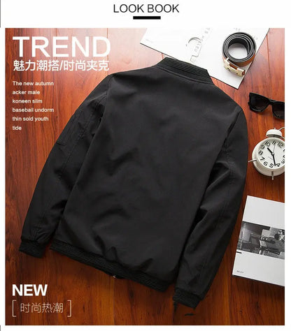 Men Bomber Jacket Thin Slim Long Sleeve baseball Jackets Mens Windbreaker Zipper Windbreaker Jacket Male Outwear Brand Clothing Ai-TechWorld 