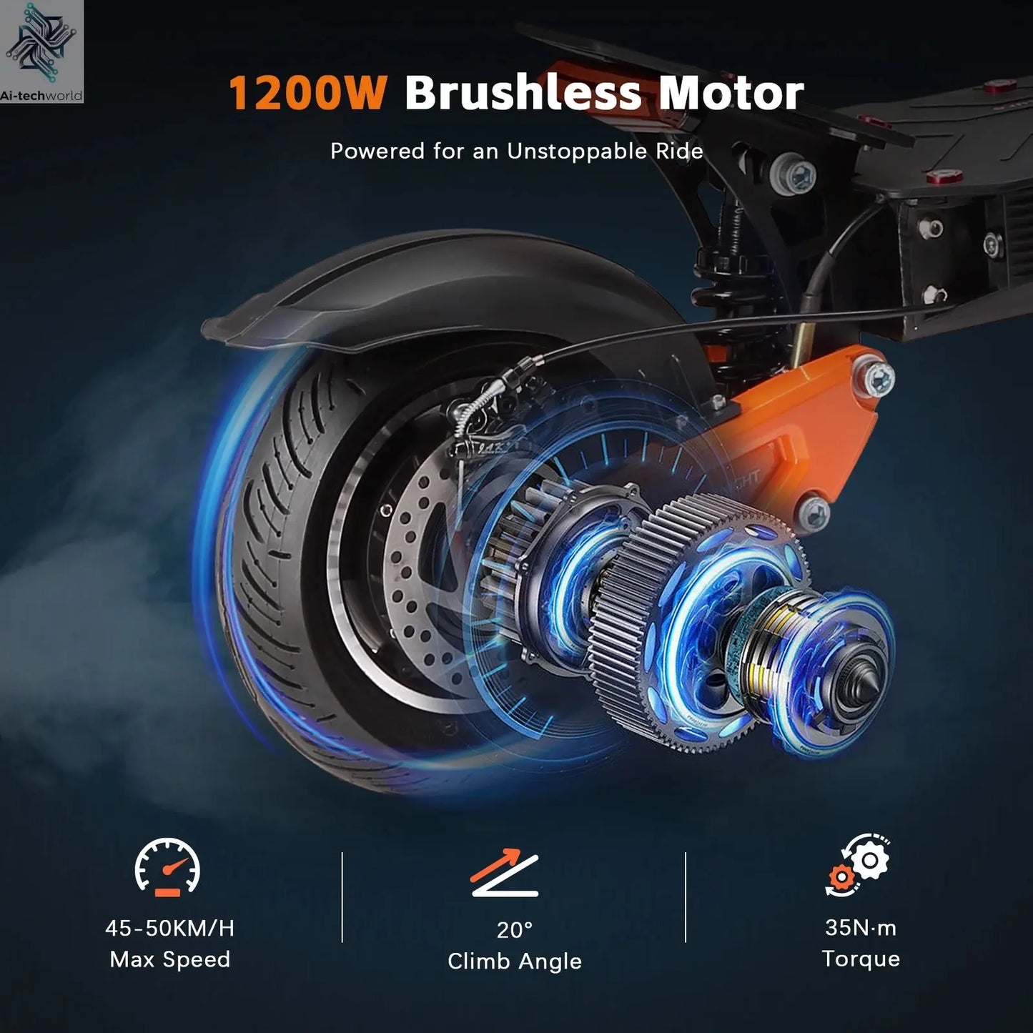 HALO KNIGHT T102 Electric Scooter Foldable 1200W 50KM/H Electric Scooters Cheap 52V 21AH E Scooter 10Inch Escooter for Adults Ai-TechWorld 
