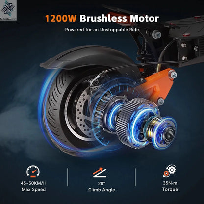 HALO KNIGHT T102 Electric Scooter Foldable 1200W 50KM/H Electric Scooters Cheap 52V 21AH E Scooter 10Inch Escooter for Adults Ai-TechWorld 