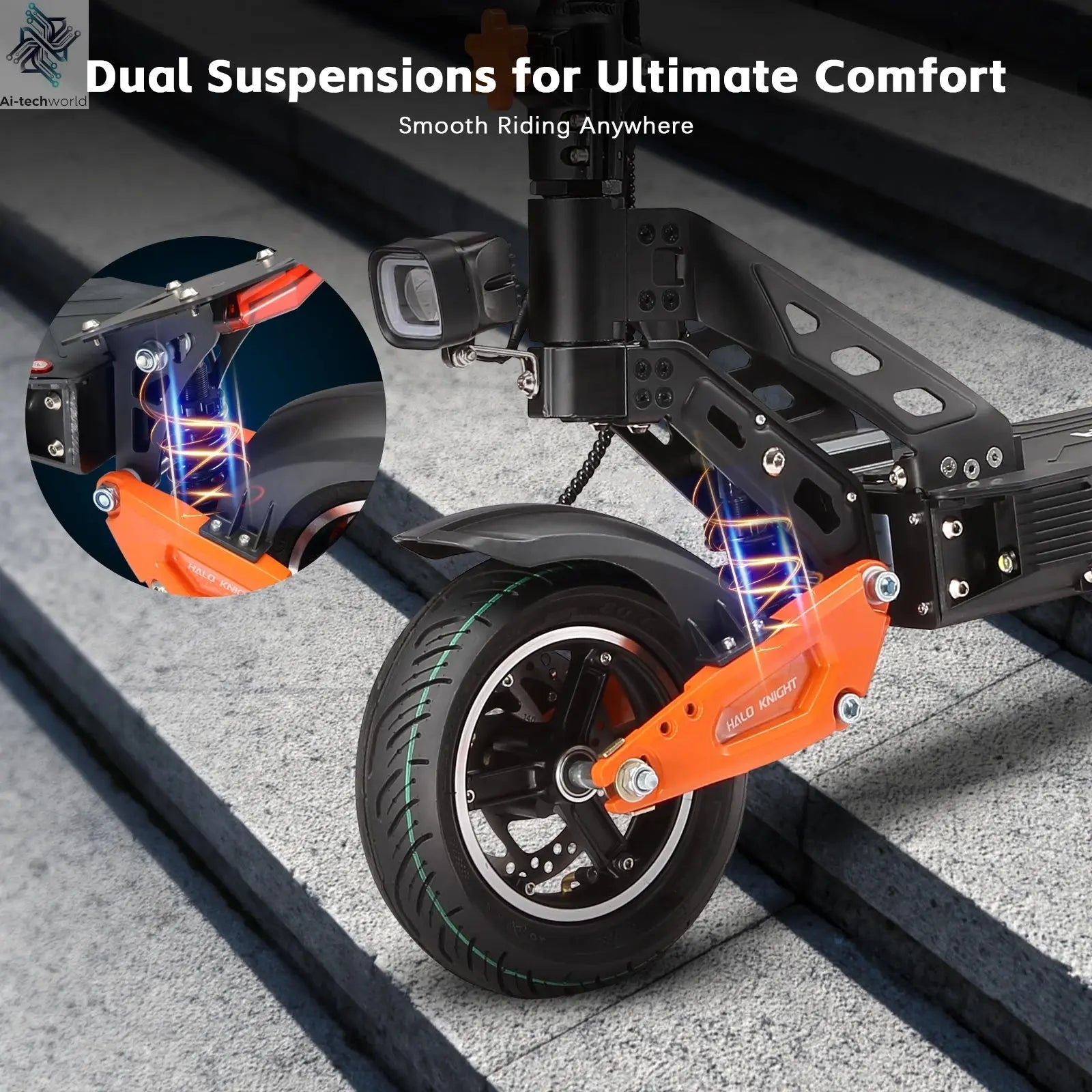 HALO KNIGHT T102 Electric Scooter Foldable 1200W 50KM/H Electric Scooters Cheap 52V 21AH E Scooter 10Inch Escooter for Adults Ai-TechWorld 