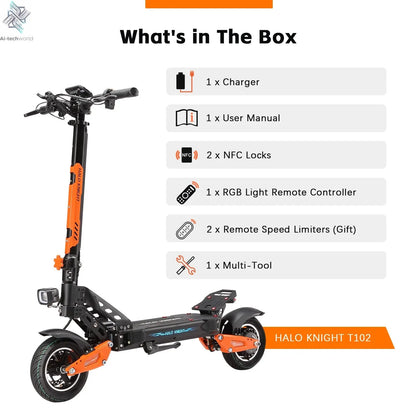HALO KNIGHT T102 Electric Scooter Foldable 1200W 50KM/H Electric Scooters Cheap 52V 21AH E Scooter 10Inch Escooter for Adults Ai-TechWorld 