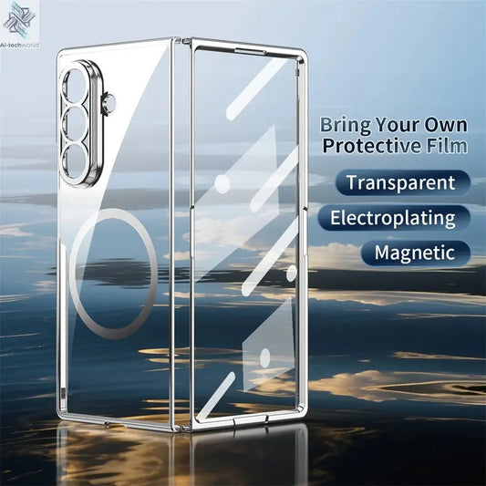 HD Clear Tempered Film Screen Protection Magnetic Phone Case For Samsung Z Fold 7 6 5 zfold 4 3 For Magsafe Wireless Charge Caps Ai-TechWorld 
