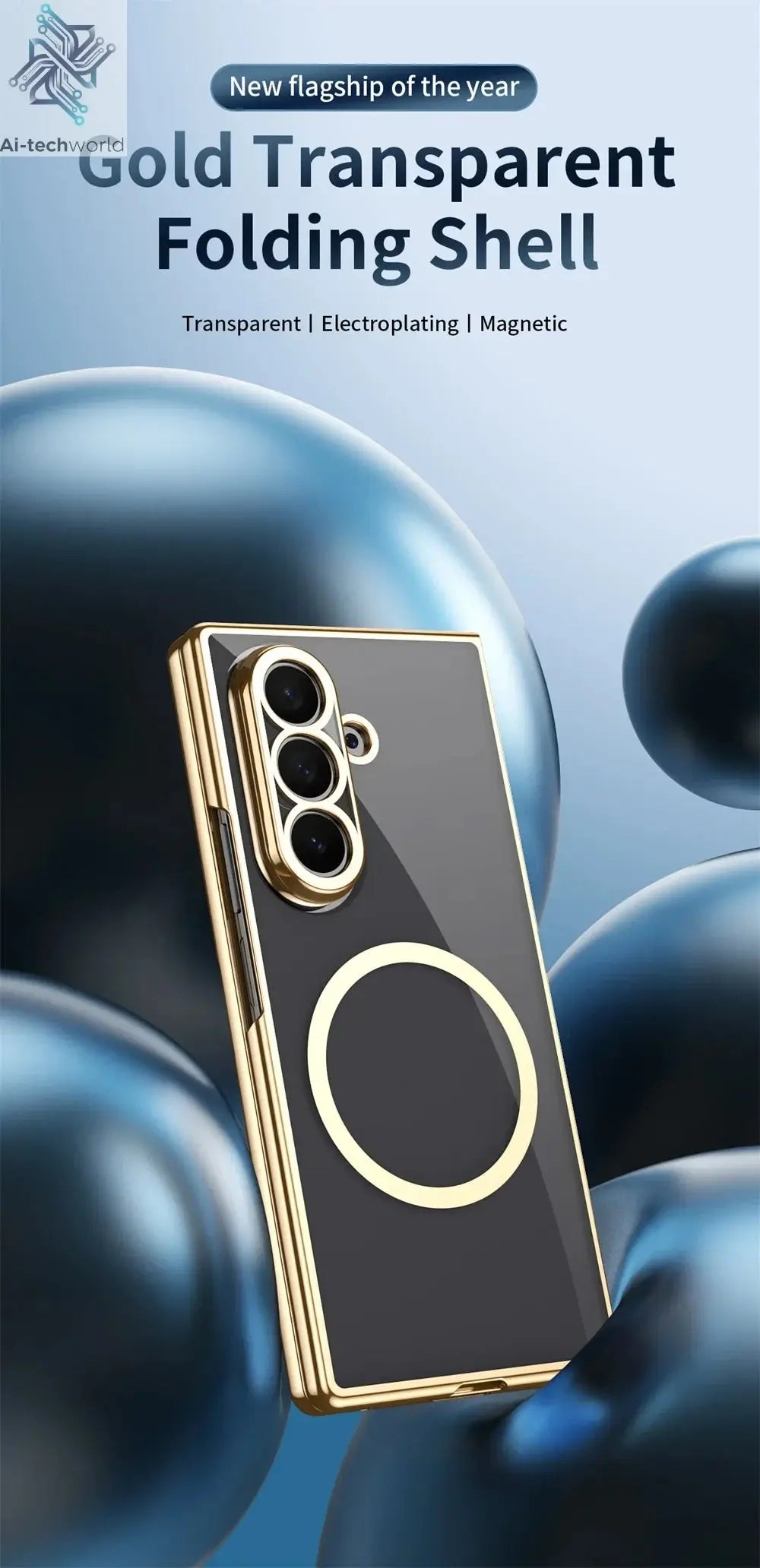 HD Clear Tempered Film Screen Protection Magnetic Phone Case For Samsung Z Fold 7 6 5 zfold 4 3 For Magsafe Wireless Charge Caps Ai-TechWorld 