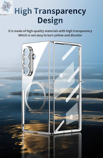 HD Clear Tempered Film Screen Protection Magnetic Phone Case For Samsung Z Fold 7 6 5 zfold 4 3 For Magsafe Wireless Charge Caps Ai-TechWorld 