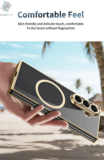 HD Clear Tempered Film Screen Protection Magnetic Phone Case For Samsung Z Fold 7 6 5 zfold 4 3 For Magsafe Wireless Charge Caps Ai-TechWorld 