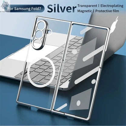 HD Clear Tempered Film Screen Protection Magnetic Phone Case For Samsung Z Fold 7 6 5 zfold 4 3 For Magsafe Wireless Charge Caps Ai-TechWorld 