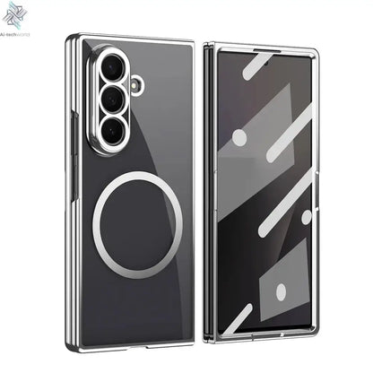 HD Clear Tempered Film Screen Protection Magnetic Phone Case For Samsung Z Fold 7 6 5 zfold 4 3 For Magsafe Wireless Charge Caps Ai-TechWorld 