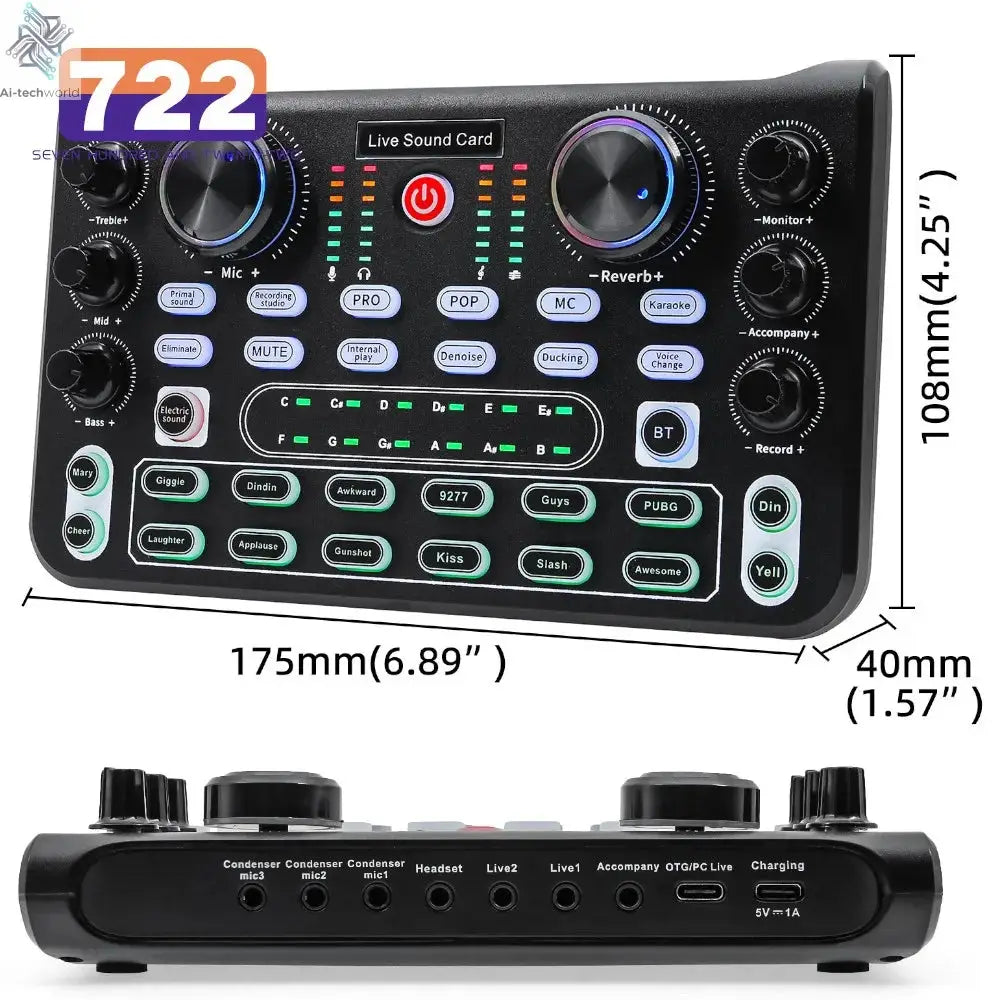 HD X60 Sound Card English Version Professional Sound Cards Audio Mixer For Karaoke Broadcast KTV Singing Live Sound Mixer Ai-TechWorld 