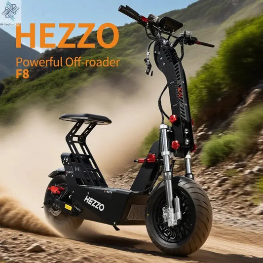 HEZZO 8000W Electric Scooter Dual Motor Top Speed 90-100KM/H，72V 50Ah ，16Inch Off-Road Tires Sport Folding F8 eScooter Ai-TechWorld 