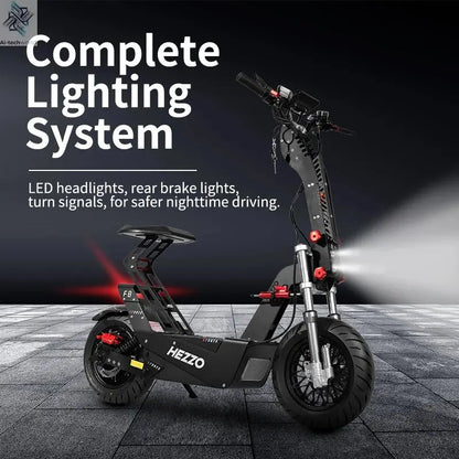 HEZZO 8000W Electric Scooter Dual Motor Top Speed 90-100KM/H，72V 50Ah ，16Inch Off-Road Tires Sport Folding F8 eScooter Ai-TechWorld 