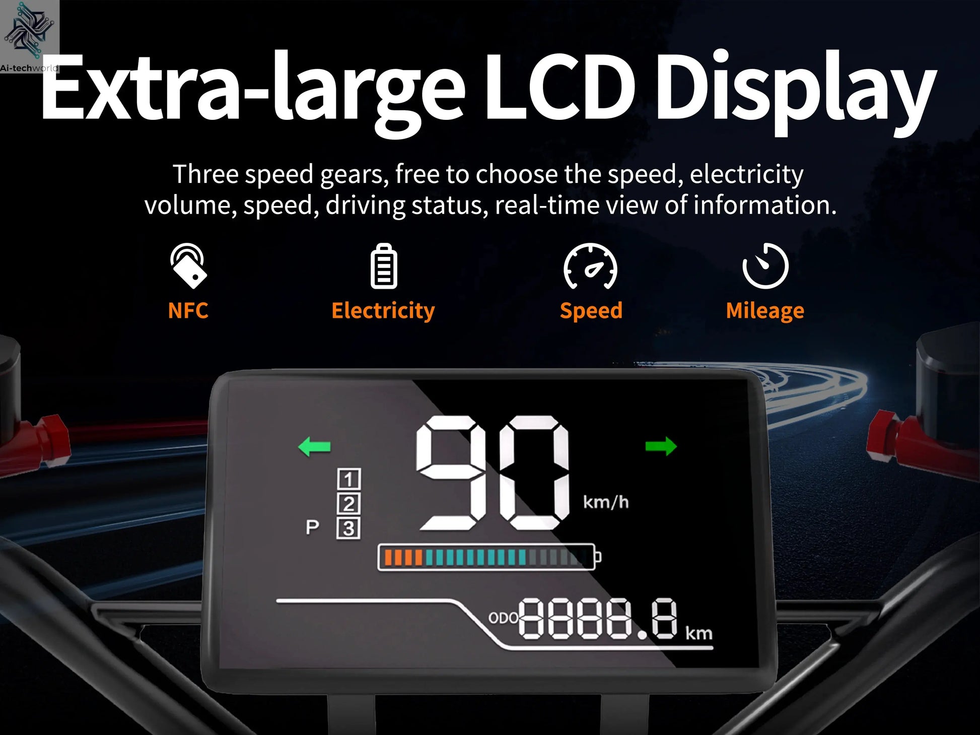 HEZZO 8000W Electric Scooter Dual Motor Top Speed 90-100KM/H，72V 50Ah ，16Inch Off-Road Tires Sport Folding F8 eScooter Ai-TechWorld 