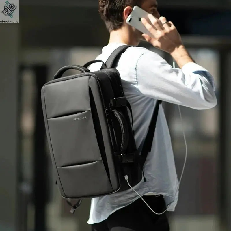 HK Business Backpack for Men Waterproof Anti-Theft 15.6” Laptop Backpack Casual Large Capacity Expandable Travel Bag Short Trip Ai-TechWorld