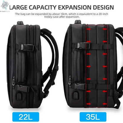 HK Business Backpack for Men Waterproof Anti-Theft 15.6” Laptop Backpack Casual Large Capacity Expandable Travel Bag Short Trip Ai-TechWorld