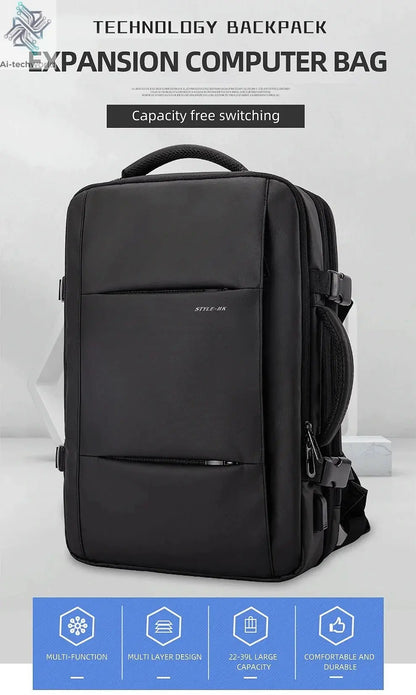 HK Business Backpack for Men Waterproof Anti-Theft 15.6” Laptop Backpack Casual Large Capacity Expandable Travel Bag Short Trip Ai-TechWorld