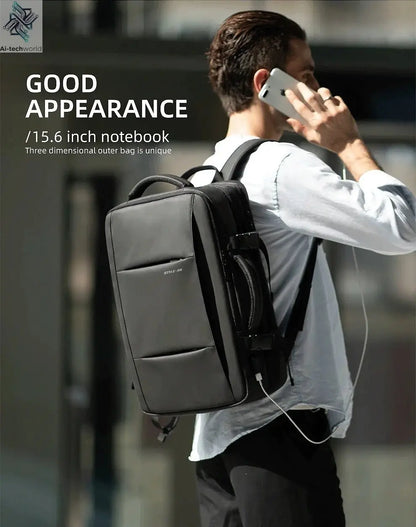 HK Business Backpack for Men Waterproof Anti-Theft 15.6” Laptop Backpack Casual Large Capacity Expandable Travel Bag Short Trip Ai-TechWorld