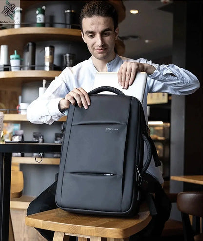 HK Business Backpack for Men Waterproof Anti-Theft 15.6” Laptop Backpack Casual Large Capacity Expandable Travel Bag Short Trip Ai-TechWorld