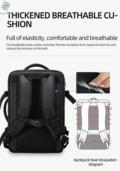 HK Business Backpack for Men Waterproof Anti-Theft 15.6” Laptop Backpack Casual Large Capacity Expandable Travel Bag Short Trip Ai-TechWorld
