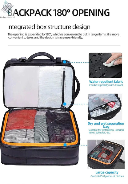 HK Business Backpack for Men Waterproof Anti-Theft 15.6” Laptop Backpack Casual Large Capacity Expandable Travel Bag Short Trip Ai-TechWorld