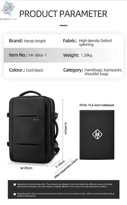 HK Business Backpack for Men Waterproof Anti-Theft 15.6” Laptop Backpack Casual Large Capacity Expandable Travel Bag Short Trip Ai-TechWorld
