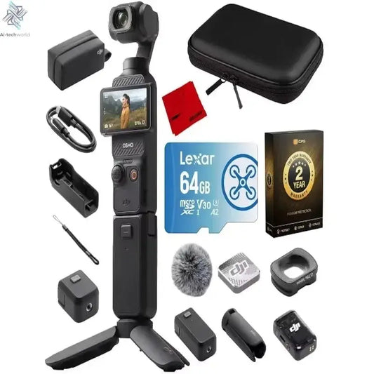 HOT SALES ON NEW DJI Osmo Pocket 3 Creator Combo Gimbal Stabilizer - 1′′ CMOS & 4K/120fps Video, 3-Axis Stabilization Bundle Ai-TechWorld 