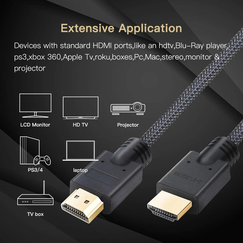 Lungfish Long HDMI-compatible  Cable 1080P 3D for Splitter Switch PS4 LED TV Box xbox Projector Computer Ai-TechWorld   ai-techworld