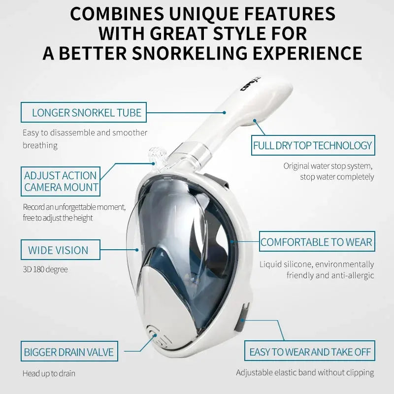 COPOZZ Professional Snorkeling Diving Mask Underwater Scuba Full Face Snorkel Mask Anti Fog Goggles for Adult Swimming Equipment Ai-TechWorld 