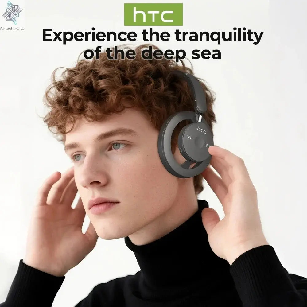 HTC HP06 Bluetooth V6.0 Wireless Open-Ear Headphones Foldable Punchy Bass Headset for PC Laptop phone TV lightweight Hollow Airy Ai-TechWorld 