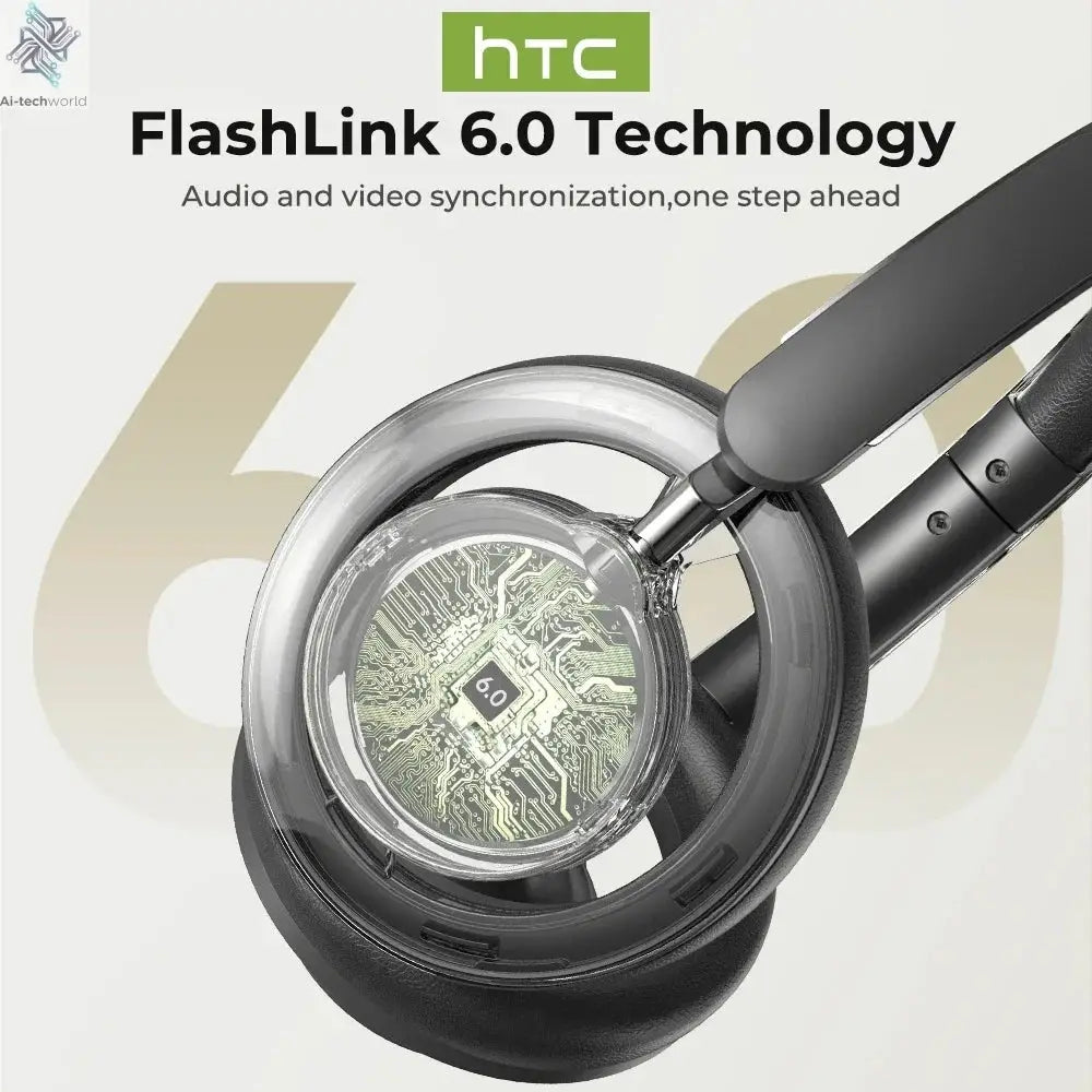 HTC HP06 Bluetooth V6.0 Wireless Open-Ear Headphones Foldable Punchy Bass Headset for PC Laptop phone TV lightweight Hollow Airy Ai-TechWorld 