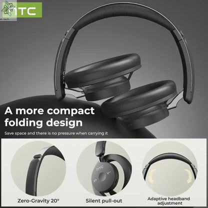 HTC HP06 Bluetooth V6.0 Wireless Open-Ear Headphones Foldable Punchy Bass Headset for PC Laptop phone TV lightweight Hollow Airy Ai-TechWorld 