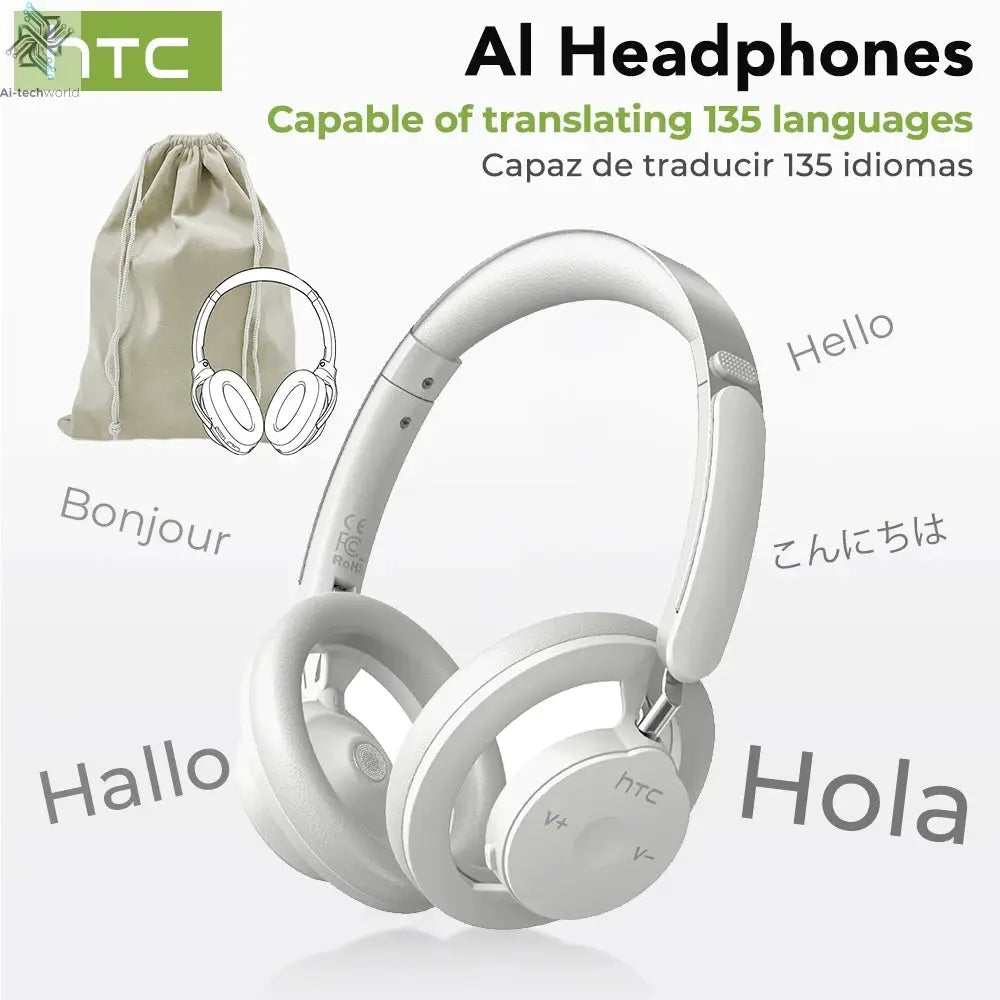 HTC HP06 Bluetooth V6.0 Wireless Open-Ear Headphones Foldable Punchy Bass Headset for PC Laptop phone TV lightweight Hollow Airy Ai-TechWorld 