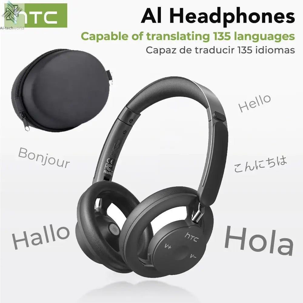 HTC HP06 Bluetooth V6.0 Wireless Open-Ear Headphones Foldable Punchy Bass Headset for PC Laptop phone TV lightweight Hollow Airy Ai-TechWorld 