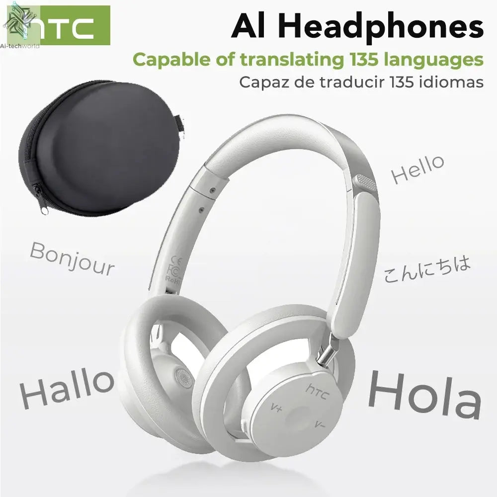 HTC HP06 Bluetooth V6.0 Wireless Open-Ear Headphones Foldable Punchy Bass Headset for PC Laptop phone TV lightweight Hollow Airy Ai-TechWorld 