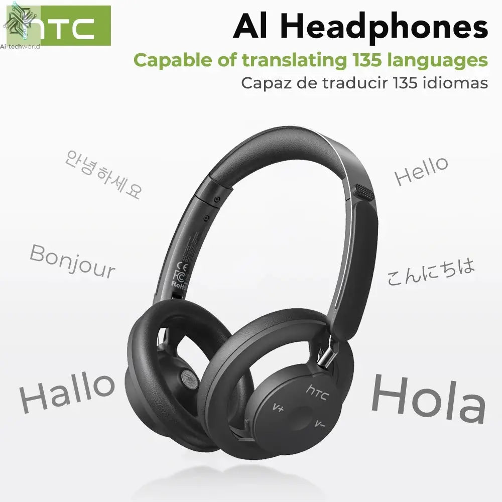 HTC HP06 Bluetooth V6.0 Wireless Open-Ear Headphones Foldable Punchy Bass Headset for PC Laptop phone TV lightweight Hollow Airy Ai-TechWorld 